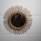 Sun rattan mirror 1960