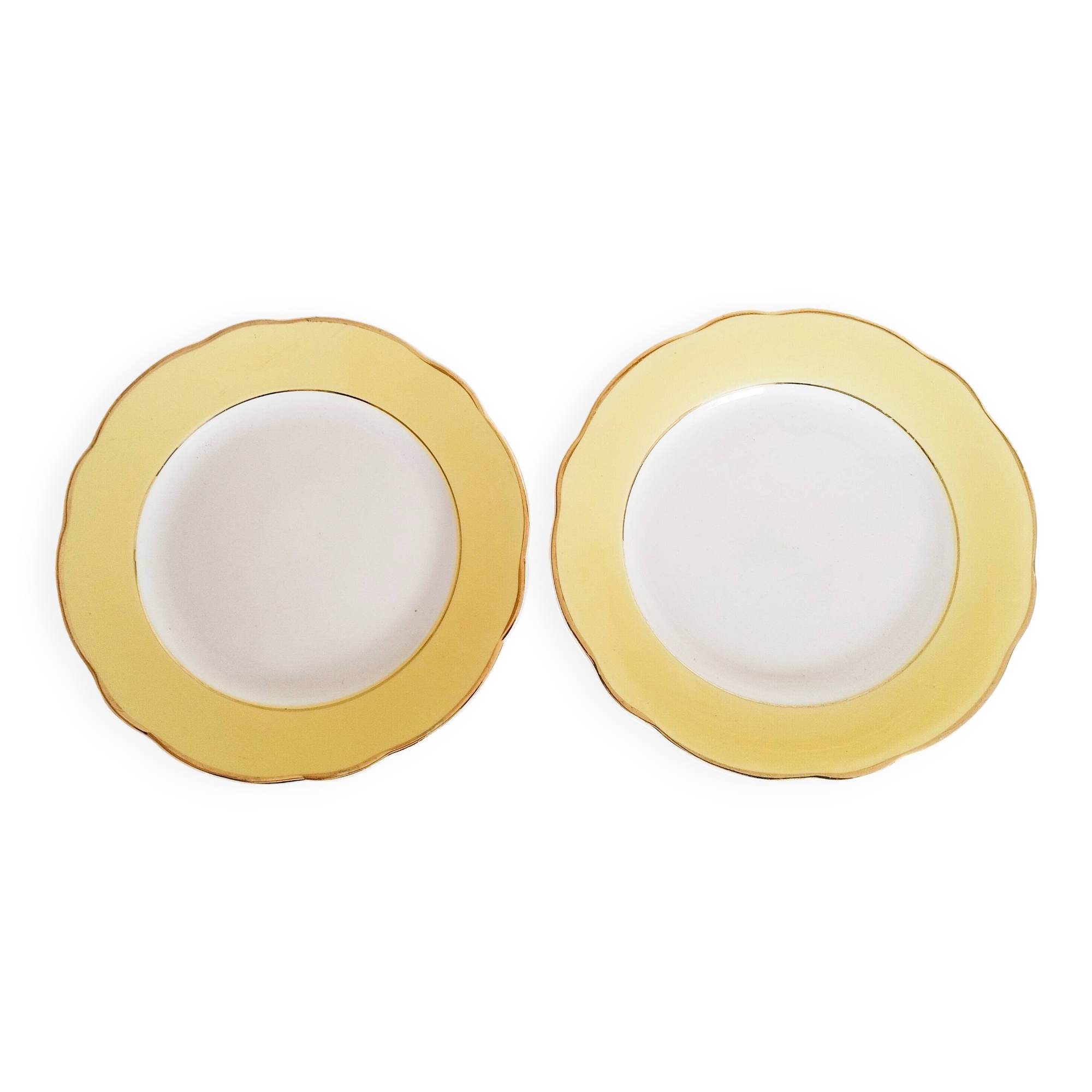 Yellow dessert service in Lunéville earthenware, Jonquille model