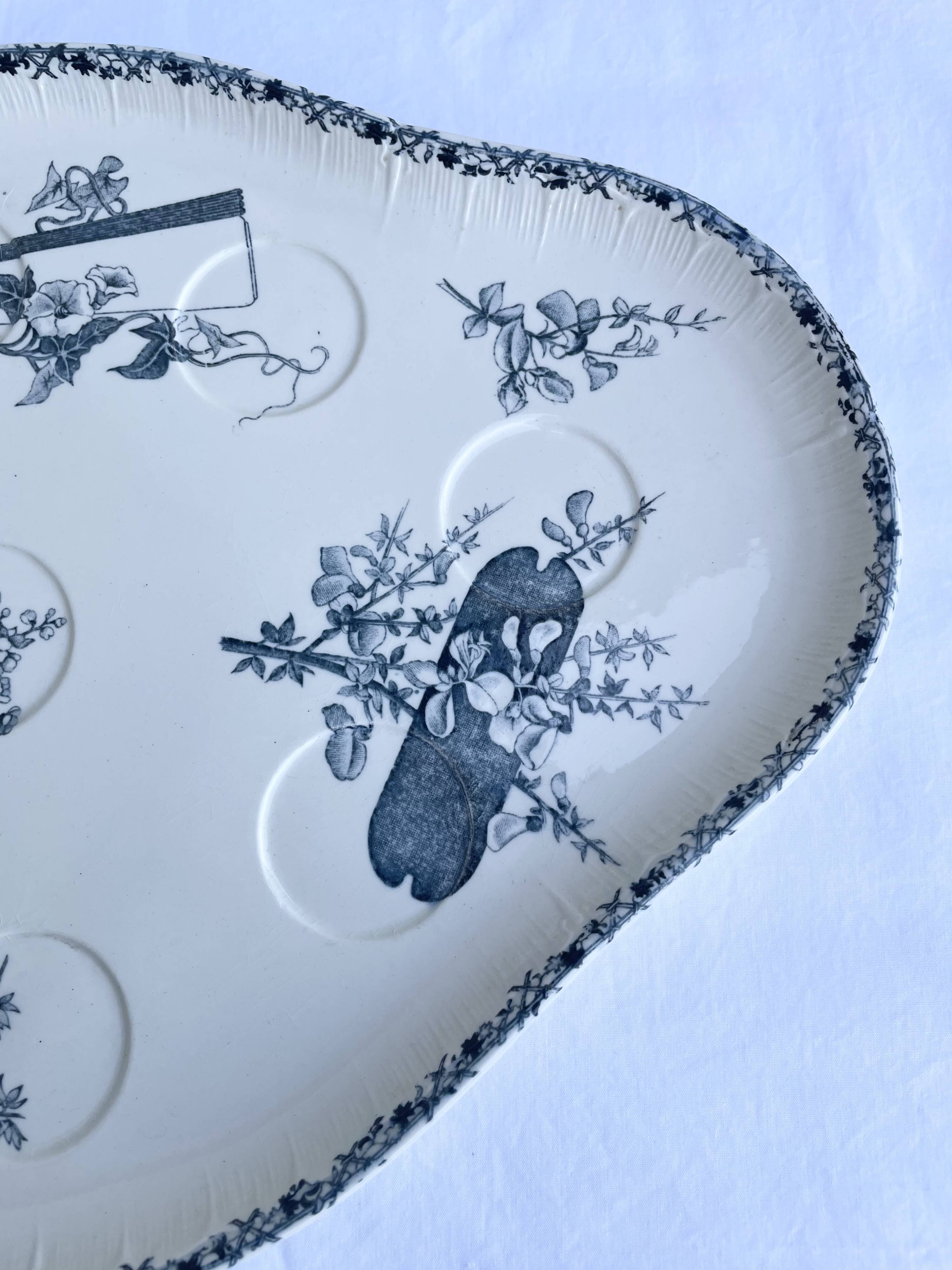 Old earthenware egg dish – Émile Bourgeois, late 19th century
