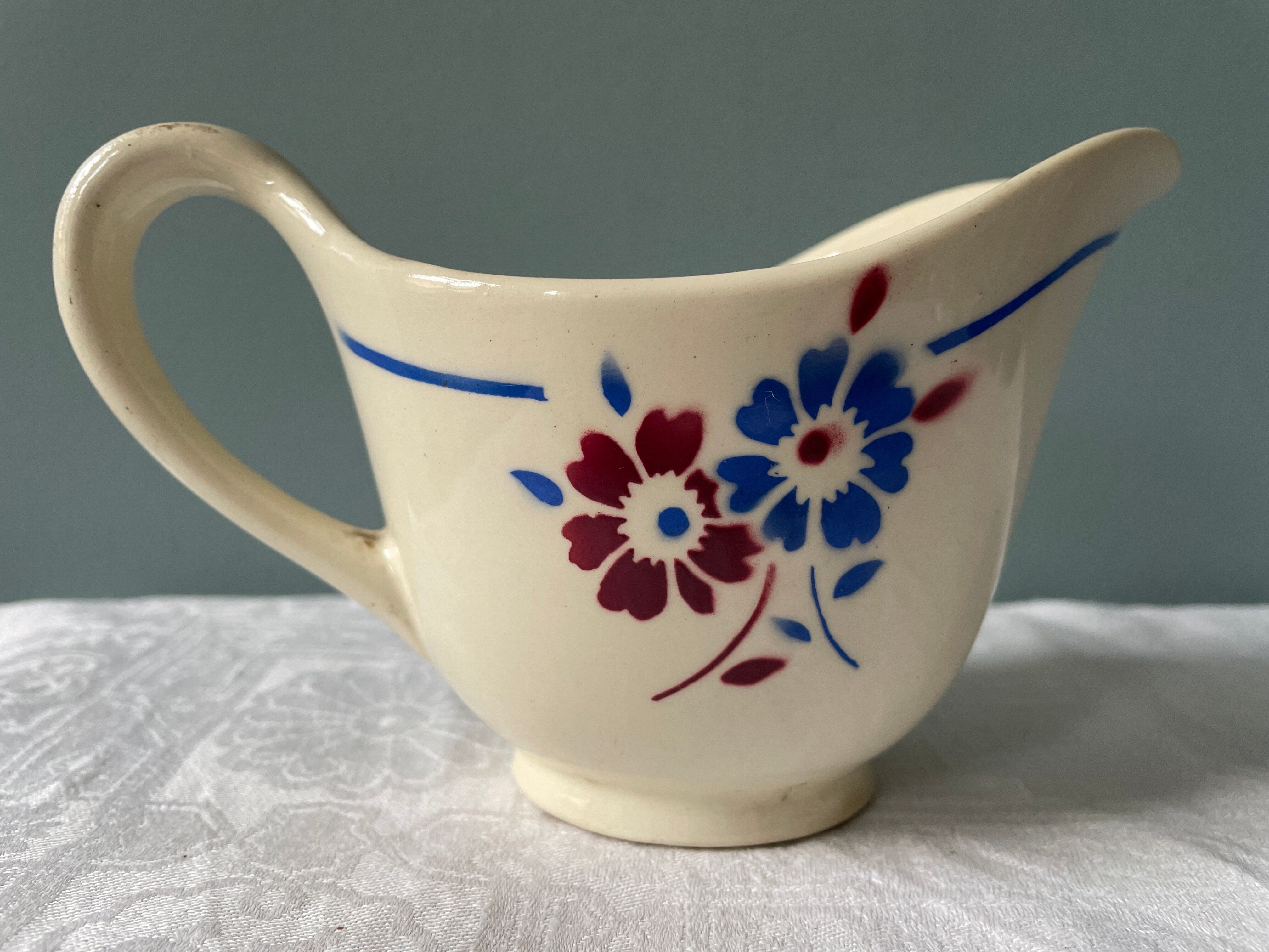 Vintage milk jug, model "Sylvain" earthenware of Lunéville