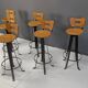 Vintage brutalist bar stools, set of 6 - 1970s