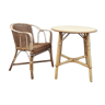 Ensemble table et chaise en rotin