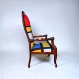 Voltaire armchair upholstered Mondrian style