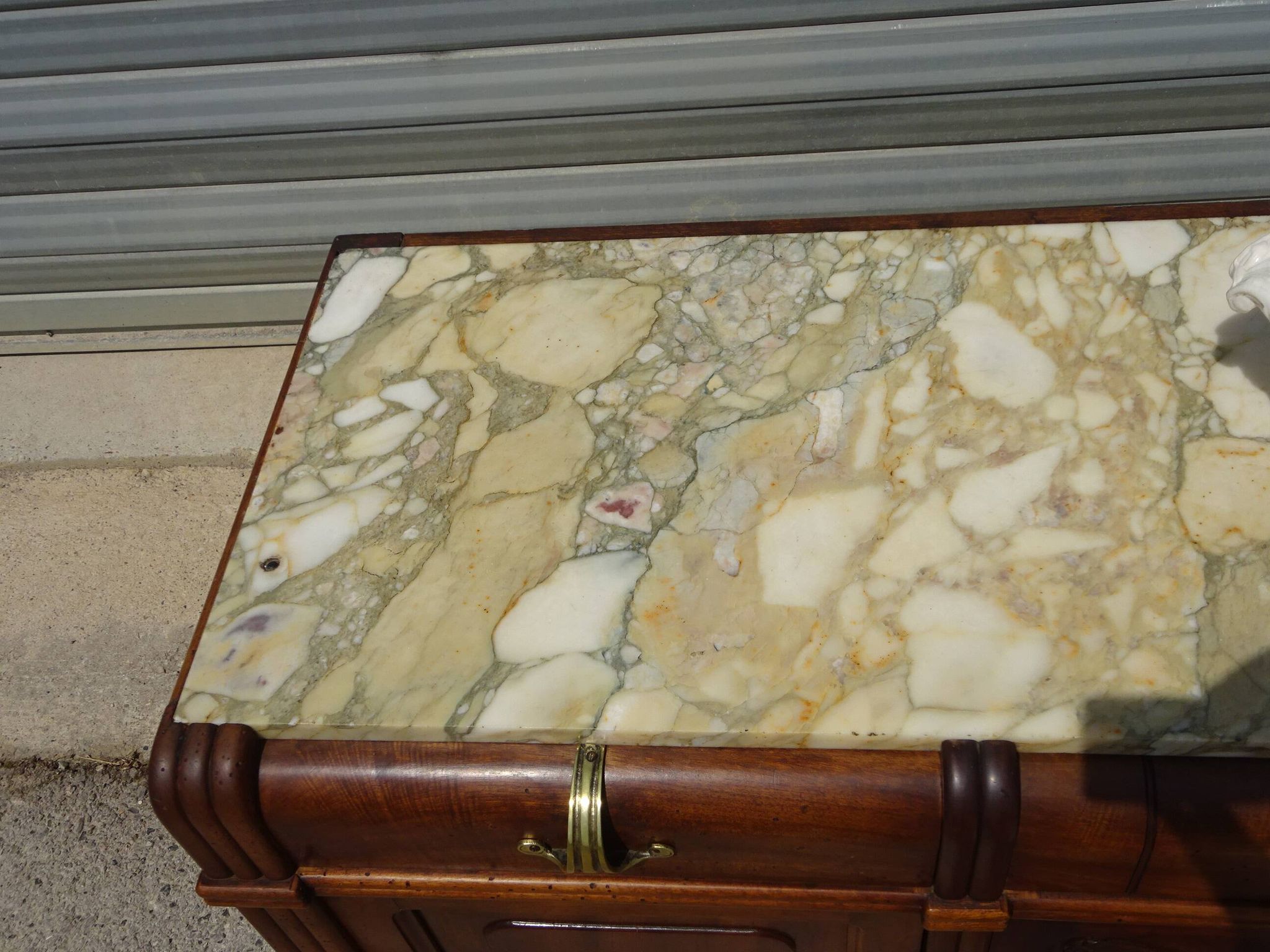 Enfilade Art Déco en noyer et plateau en marbre