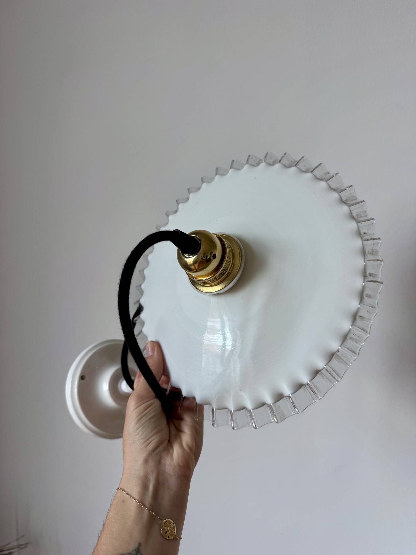 White opaline ceiling pendant light