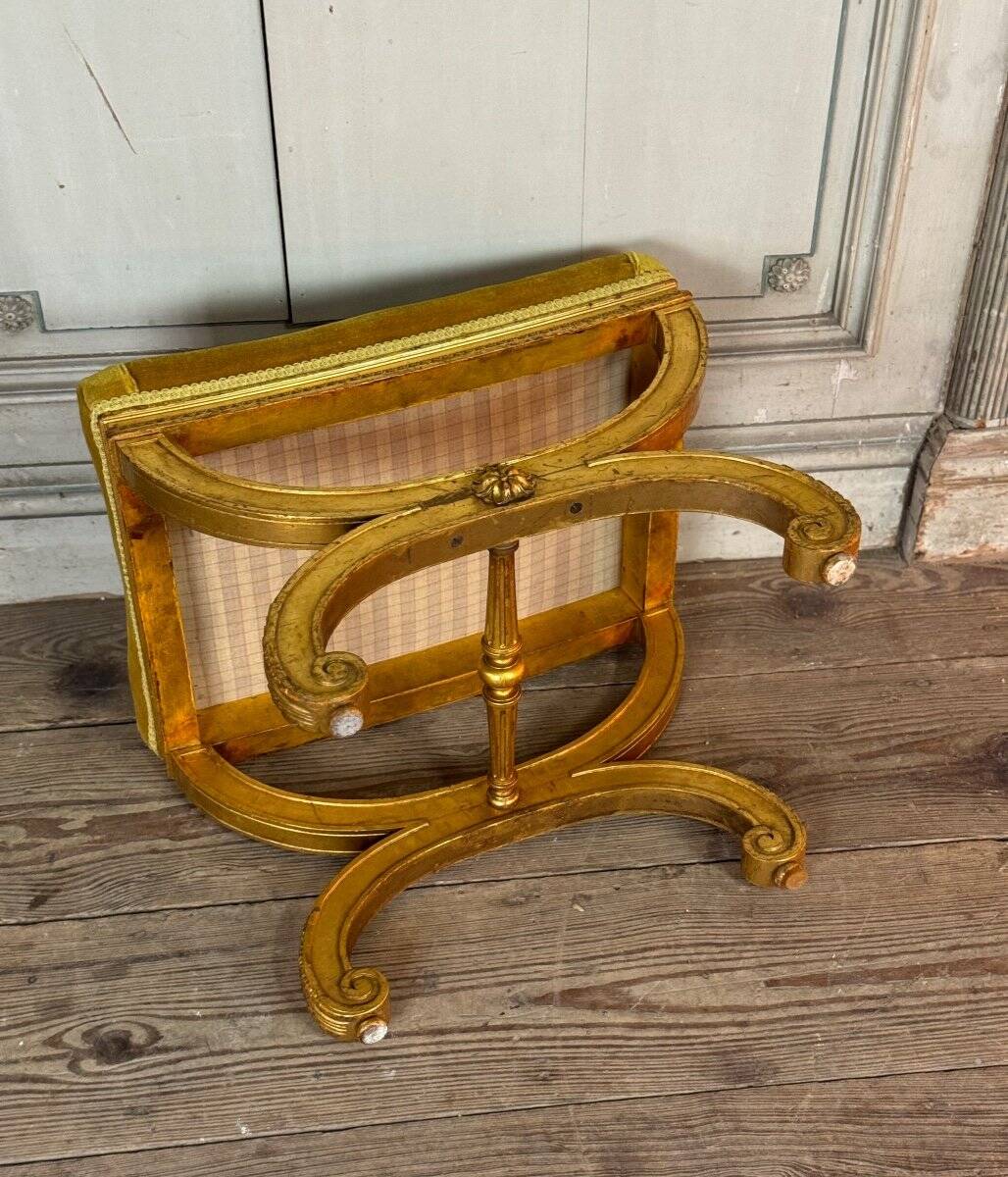 Louis XVI Style Carved and Gilded Wooden Stool Circa 1880