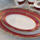 Elegant mid-century Japanese bone china service for 12 in white and noble red