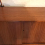 Vintage sideboard 1960-80 walnut blond sliding doors and base chrome