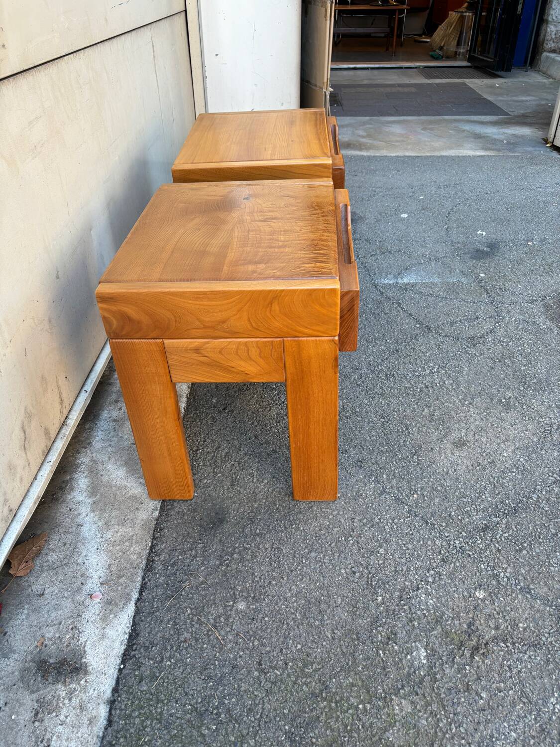 Pair of elm bedside tables Maison Regain 80'