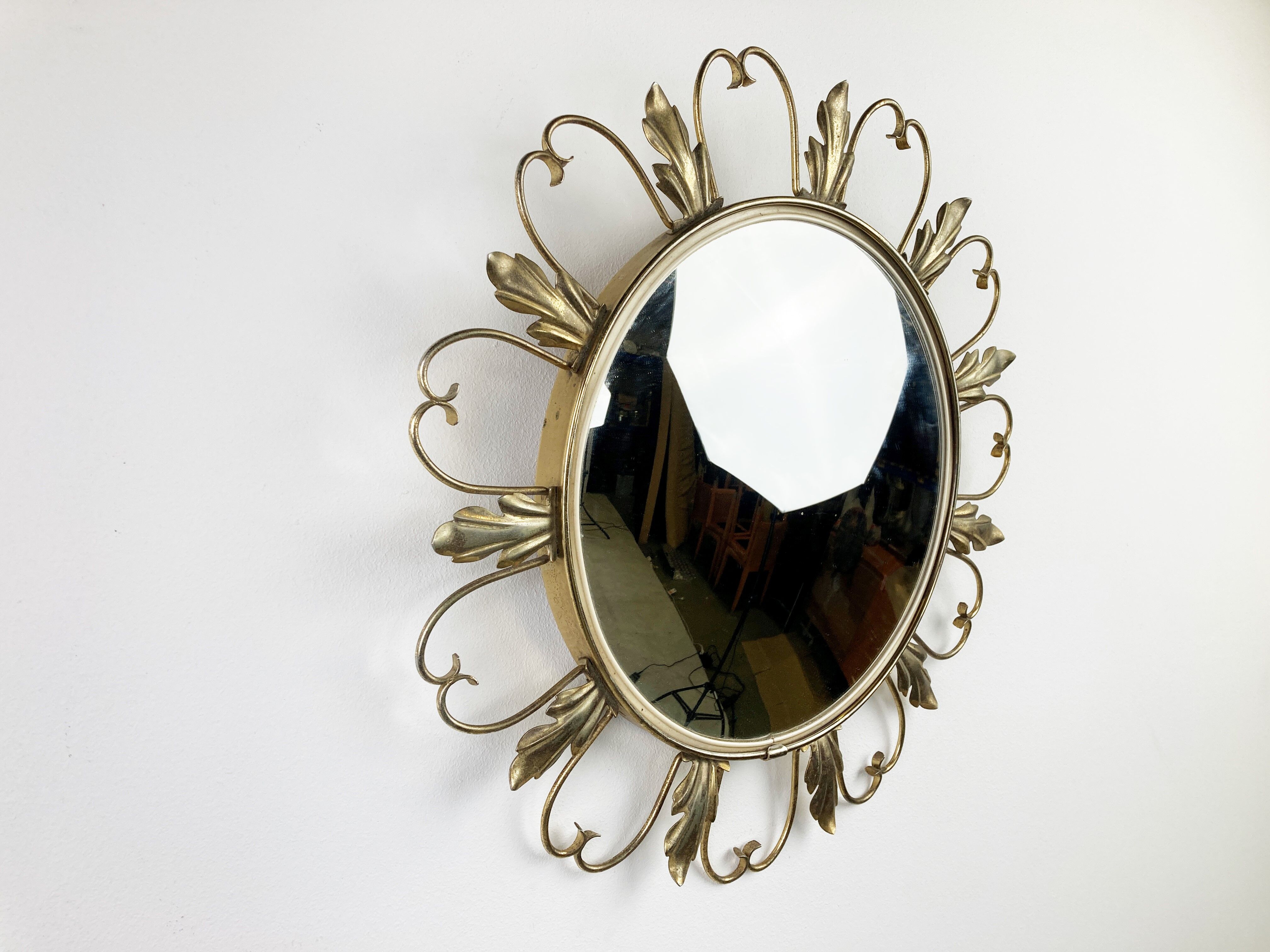 Vintage brass sunburst mirror 46cm
