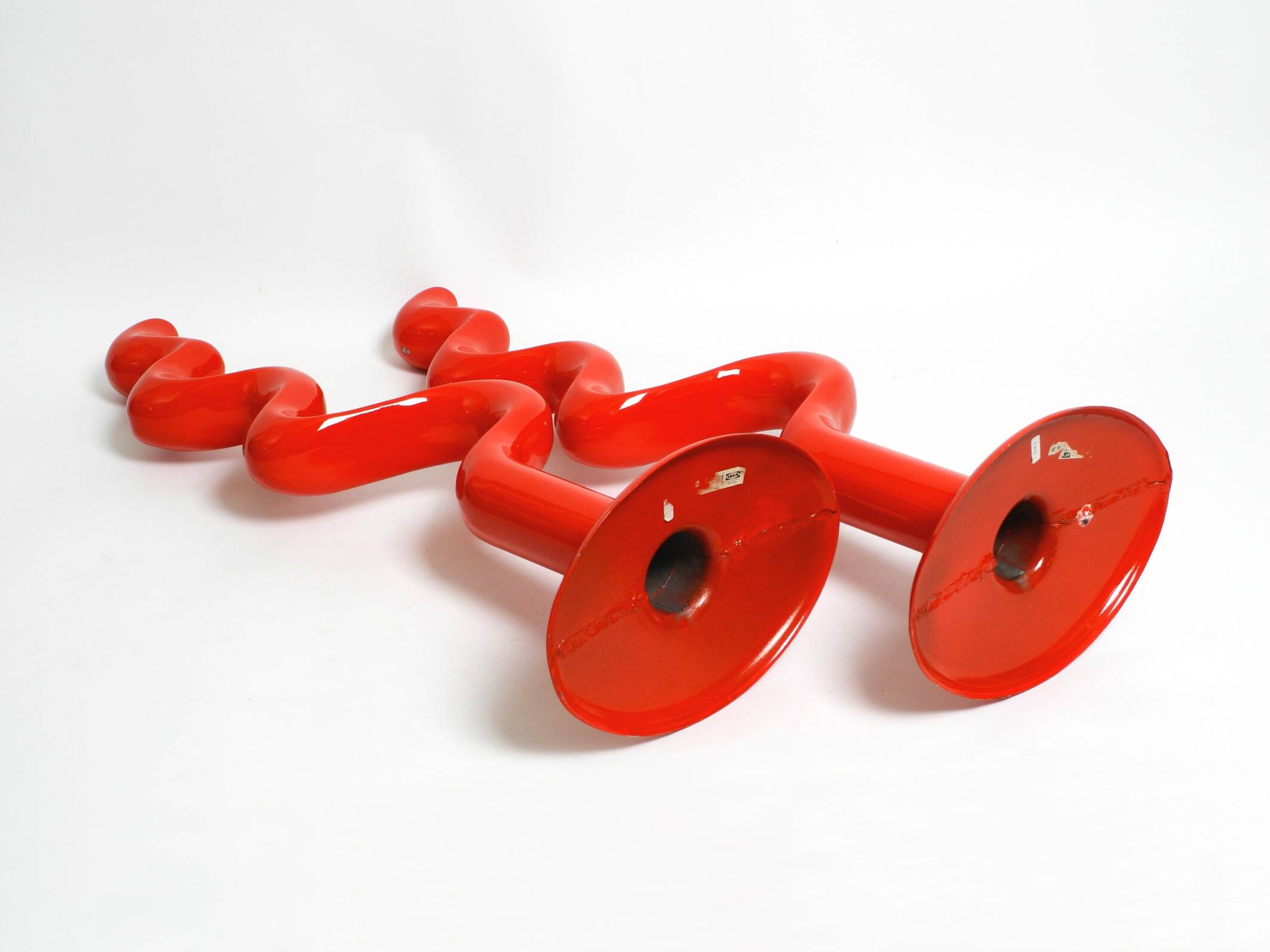 Two large limited abstract metal floor sculptures in red