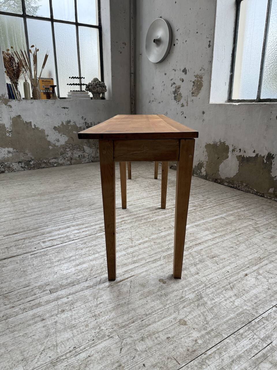 Oak and pine farmhouse console table