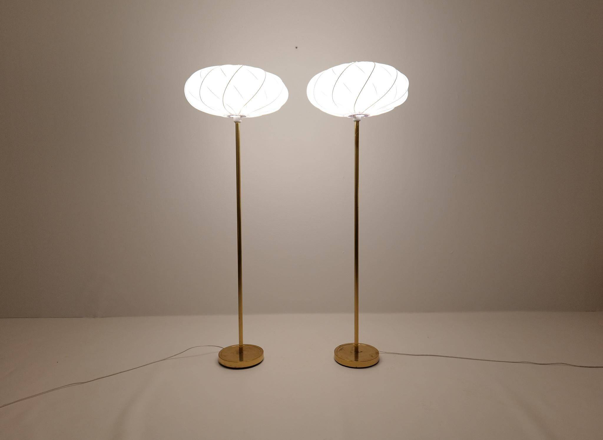 Modern Scandinavian floor lamps in brass "ENCO", Sweden, 1970s