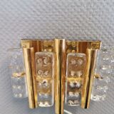 Old Swedish wall lamp, made of hard pressed glass, brass and metal
