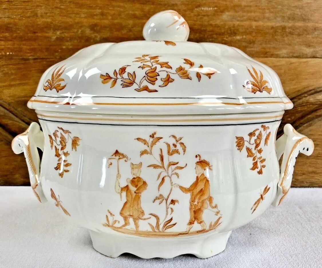 Ancienne soupière légumier Longchamp décor Moustiers  Olérys