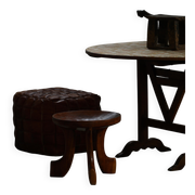 Oromo stool from mid-20th century Africa, hand-carved wood, tribal style.
