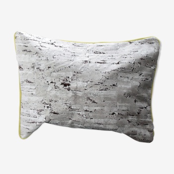 Large cushion double single yellow/gray in thick velvet furniture 65x50cm