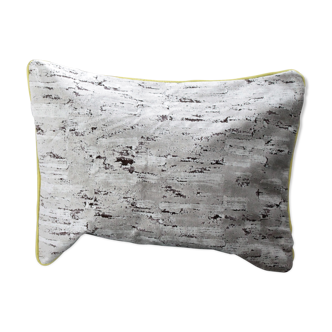 Coussin double unique jaune gris en velours épais d'ameublement 65x50cm