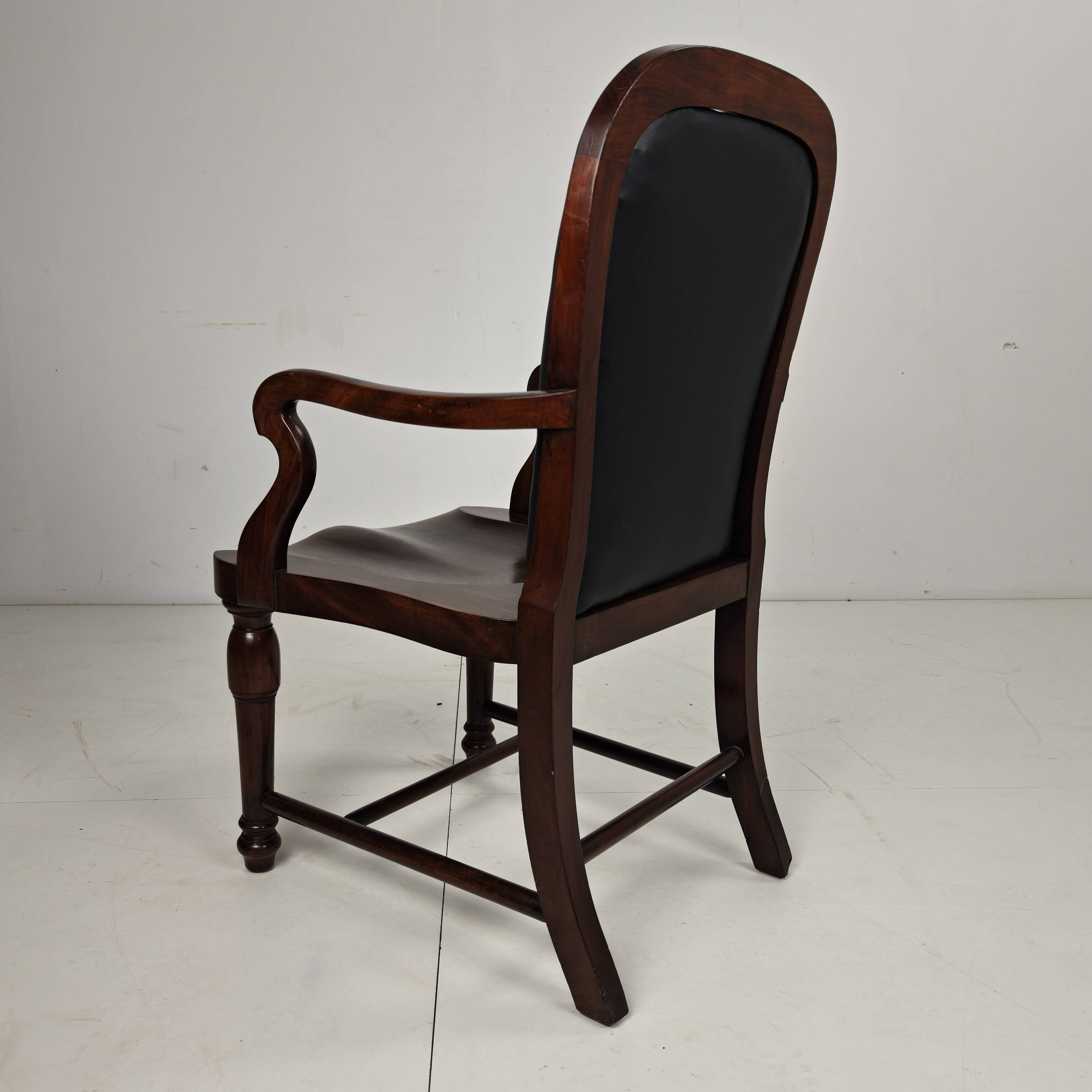 Victorian English Walnut & Leather Library Desk Chair