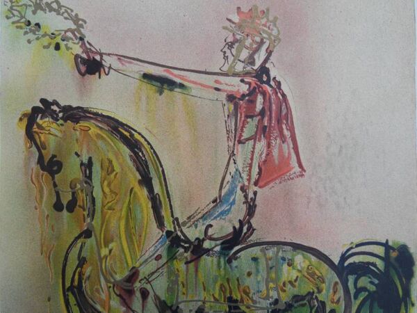 Salvador Dali : Les Chevaux, Le Chevalier Romain, lithographie signée