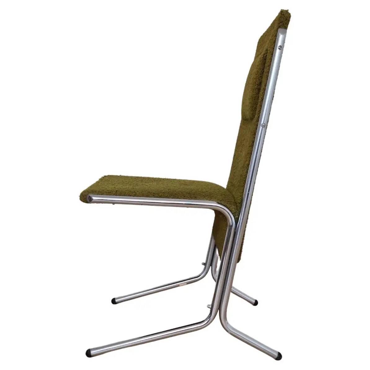 Set of three midcentury chrome design dining chairs, 1970s, Czechoslovakia