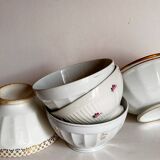 Five matching antique porcelain and earthenware bowls