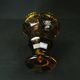 Bohemian cut crystal vase with Art Deco ruby red amber floral decoration