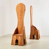 Mario Ceroli Pair of Fratina Chairs for Poltronova Italy 1972