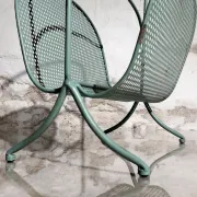 Vintage design metal magazine rack in mint green, Mathieu Matégot style