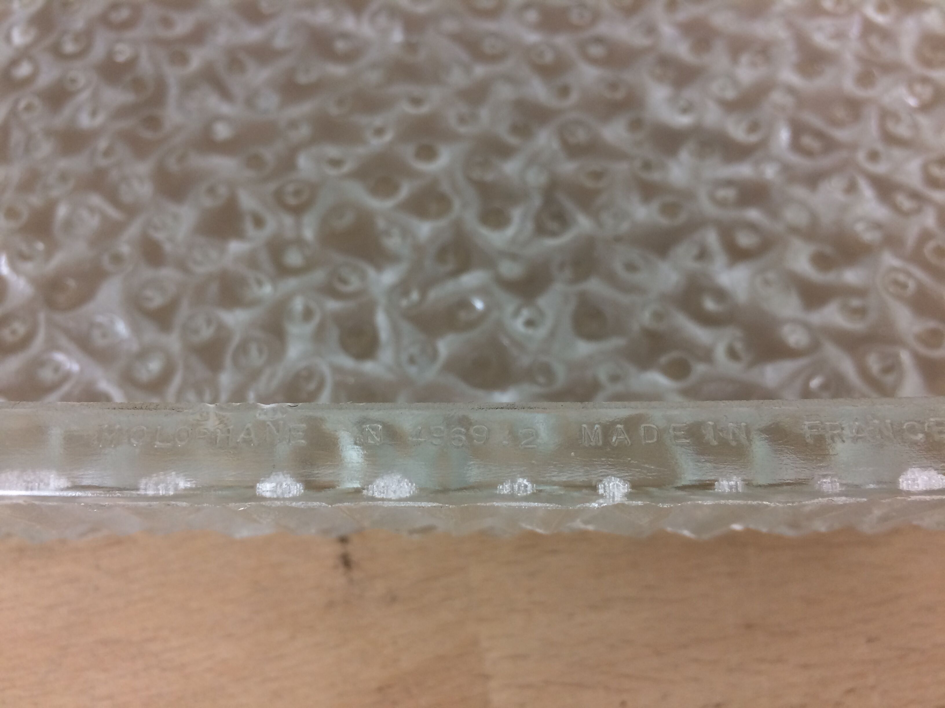 Holophane square wall lamp in chiseled glass, 60s