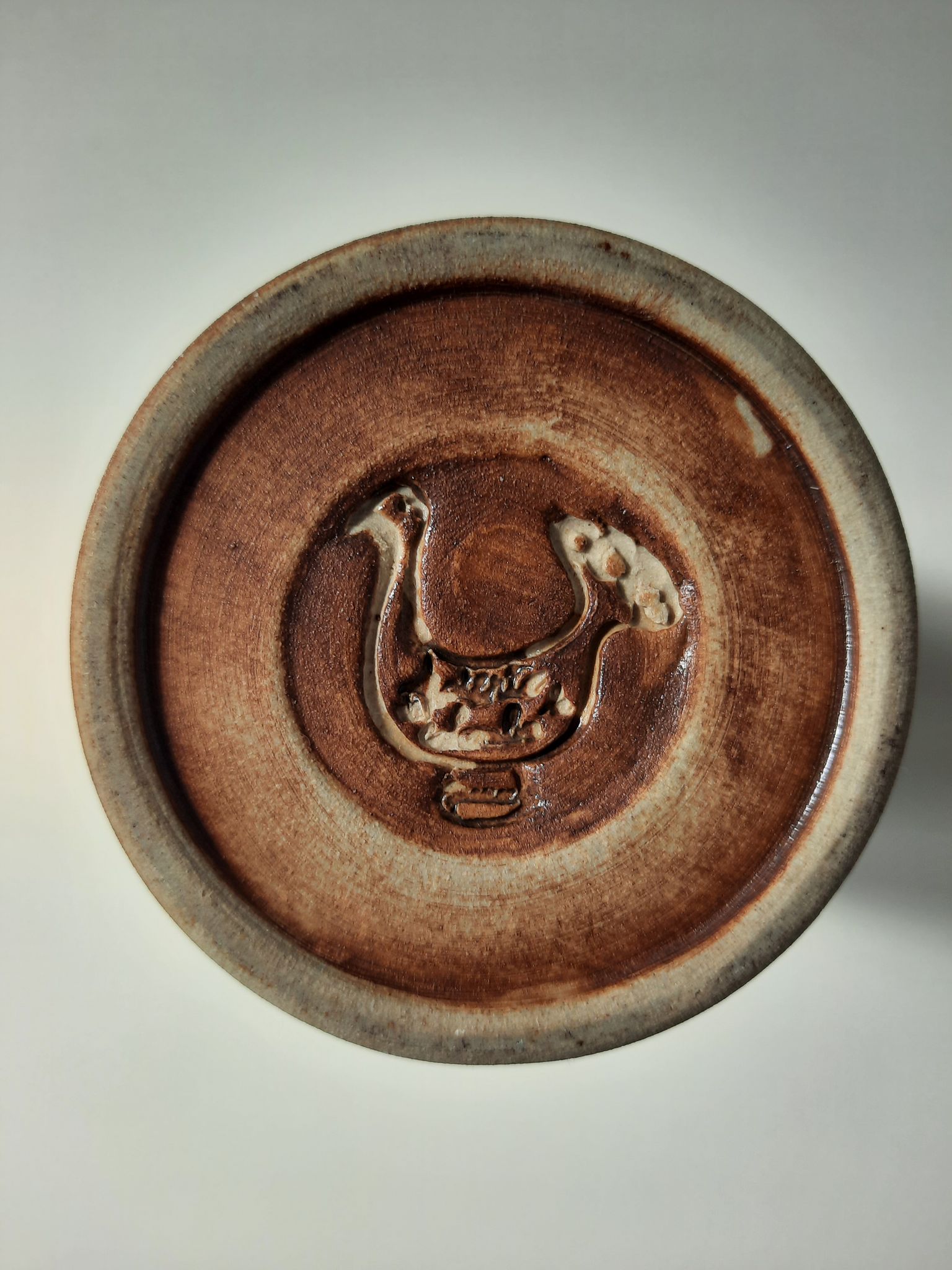 Vintage vase in enamelled stoneware La Colombe. Atelier Madeleine Brault.70s. 1970