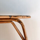 Table en rotin plateau noir