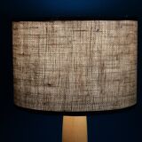 Large cylindrical lampshade in vintage burlap