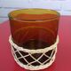 Lot of 5 amber and rattan glass