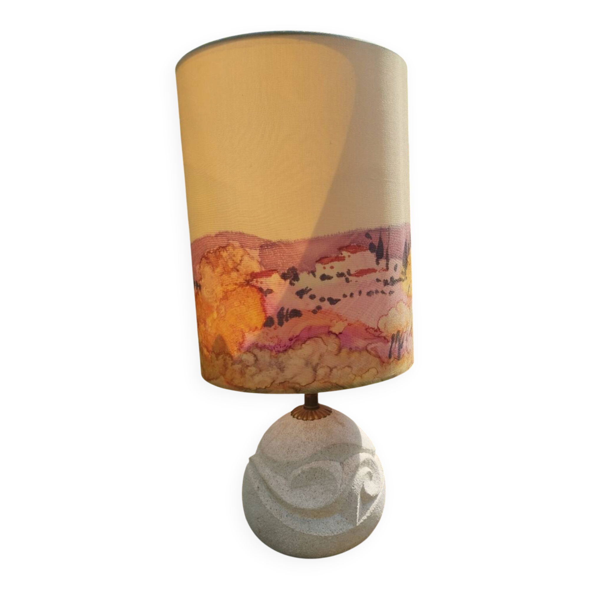 Vintage antique lamp with a stone base.