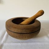 Wooden mortar and pestle