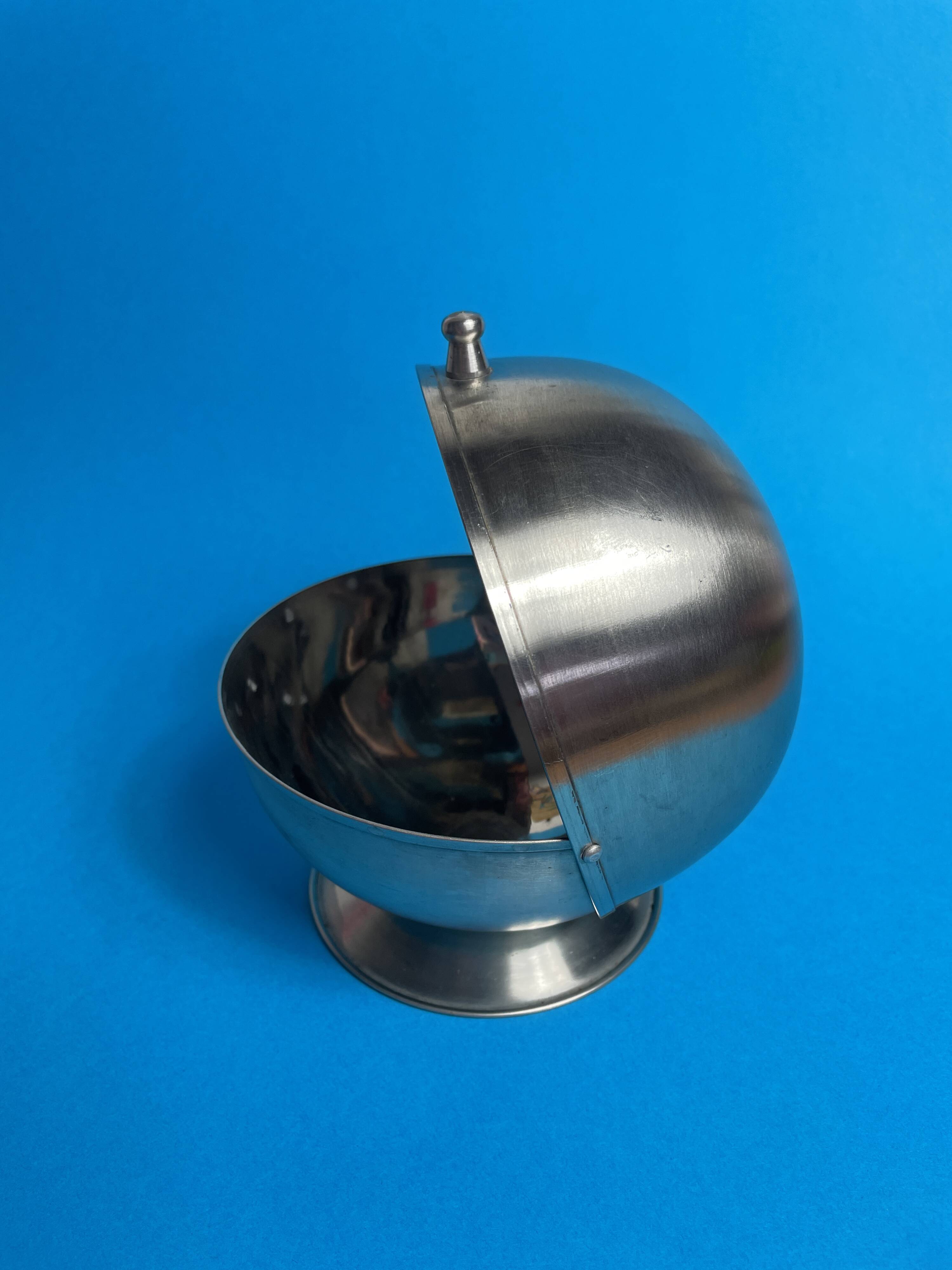 Vintage stainless steel sugar bowl