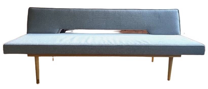 Canapé scandinave vintage, banquette scandinave vintage en teck, canapé en laine