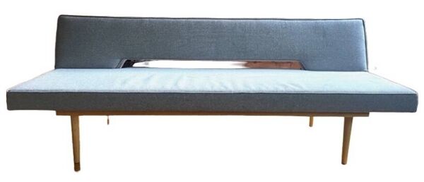 Canapé scandinave vintage, banquette scandinave vintage en teck, canapé en laine