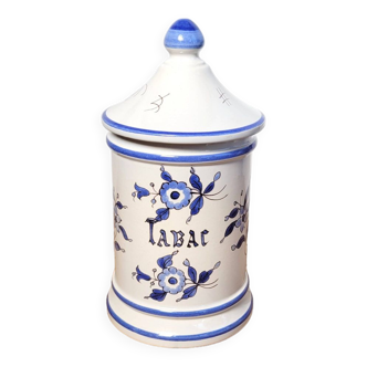 Pot ancien à tabac apothicaire en céramique de Moustier