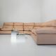 Canapé modulable vintage en cuir des années 1970, couleur blush, par Tito Agnoli pour Poltrona Frau, modèle Petronio, design mid-century, mobilier de luxe