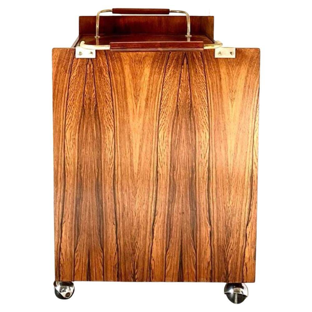Vintage rosewood bar cart, Italy 1960s