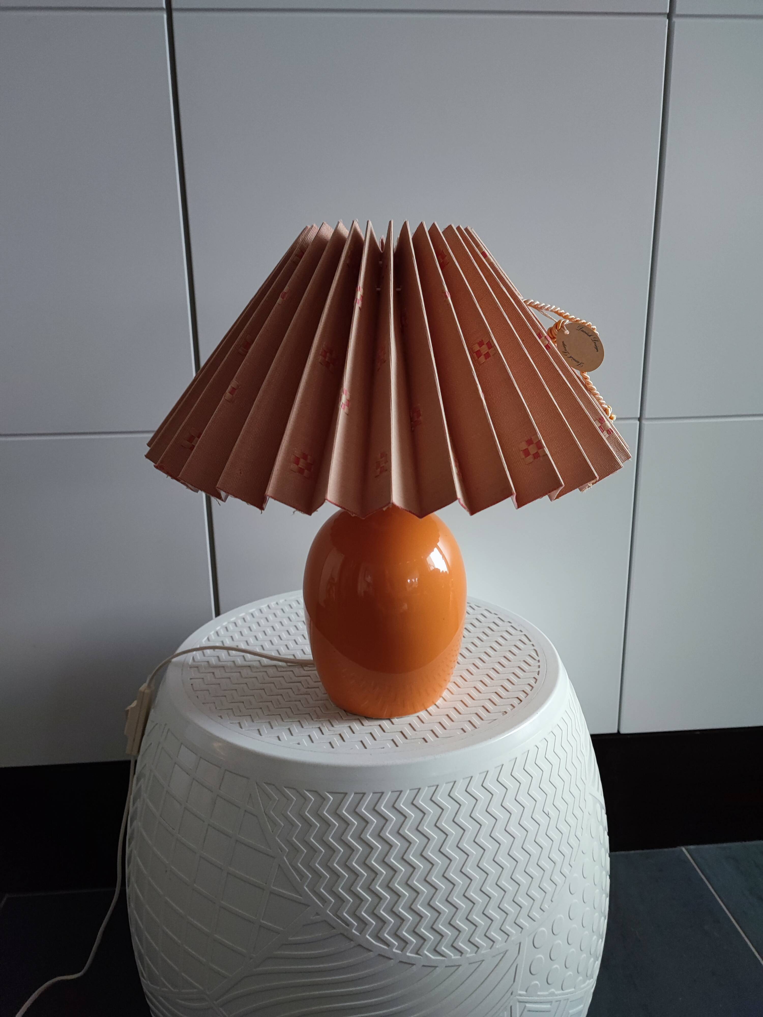Danish ceramic and fabric bedside lamp by Lene Bjerre