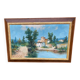 Oil painting on canvas, house and lake, 120x80cm