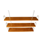 Étagère murale vintage merisier & laiton 1960
