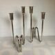Pair of modernist candle holders silver metal PM Italy