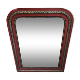 Antique Louis Philippe mirror in wood and plaster with a row of pearls and vintage friezes