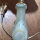 Lampe de table onyx vert & laiton doré griffes acanthe 1960s