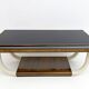 Art Deco Italian Walnut and Top Glass Table with Elephant Tusk Legs, 30s