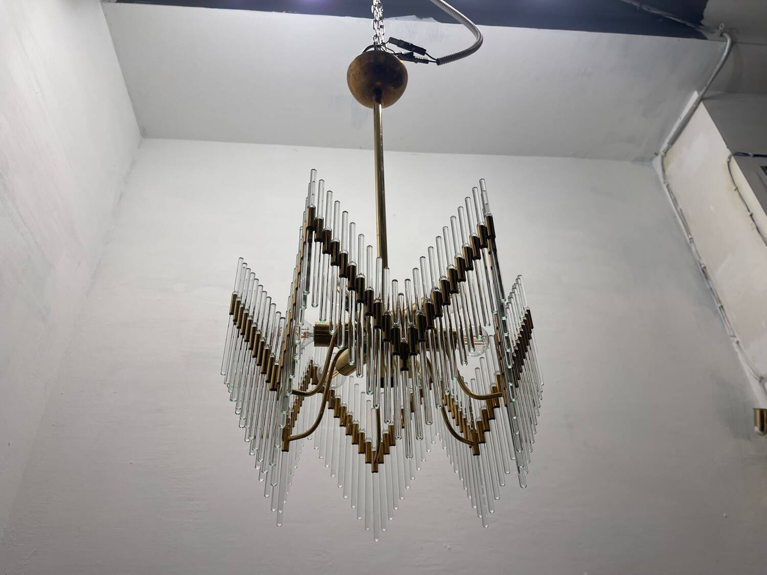 Lustre à tiges en verre de Murano années 1970